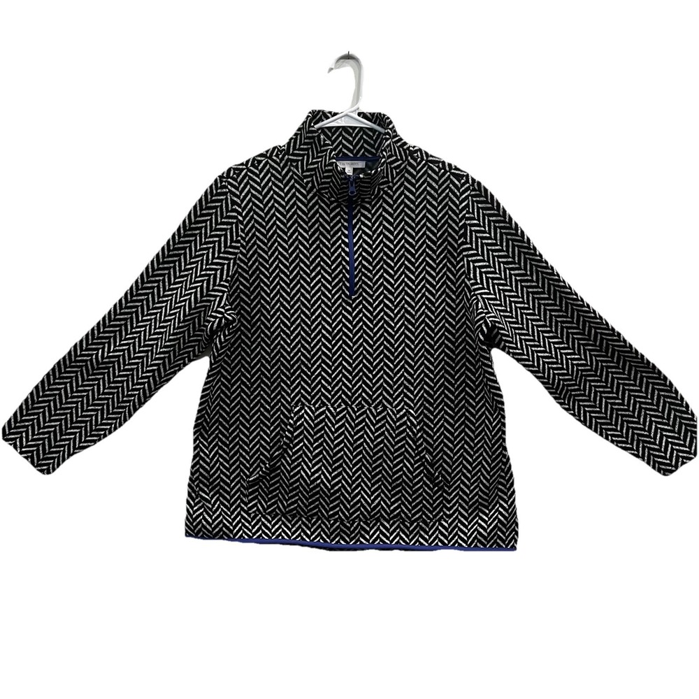 T By Talbots French Terry Knit ~ Chevron~ā Sz 1x 1/4 Zip Top / Jacket ~